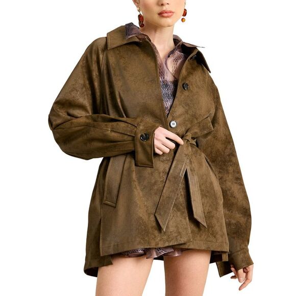 Line & Dot Jackets & Blazers - Line & Dot Womens  Olsen Belted Jacket, Brown